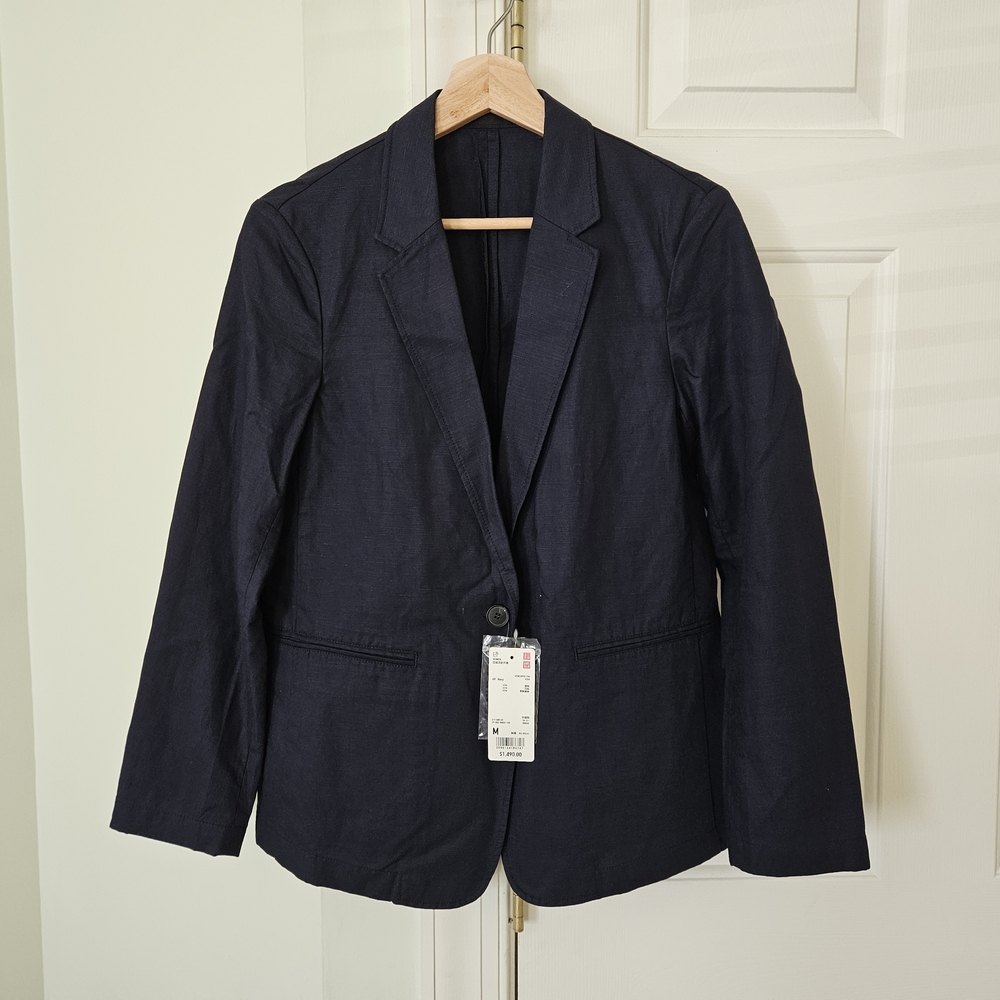 Uniqlo Navy Linen blend Blazer (Size:S)